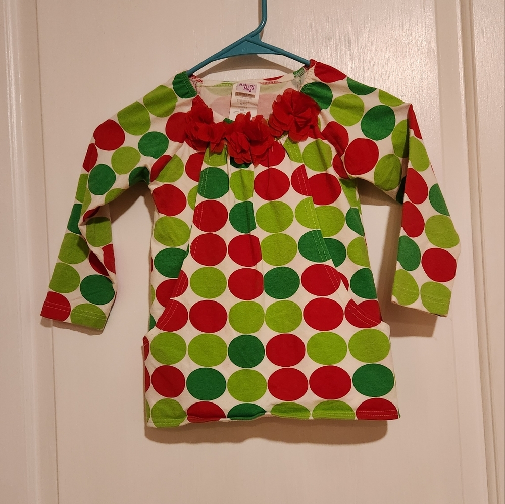 Mallory May all dotted up for Christmas 2 piece outfit girls size 5 exc condit'n